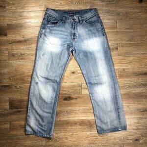 Men's Helix Relaxed Straight Jeans Size 34 x 32 Blue Distressed Y2K Vintage
